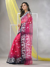 Fuchsia Muslin Saree With Jamdani Designs-MA57MS331760012